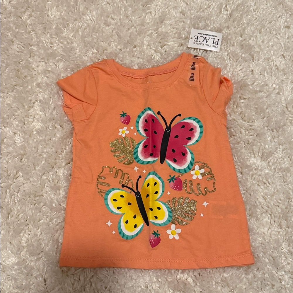 The Children's Place Coral Tee with Colorful Butterflies
